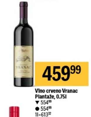 Vino crveno Vranac Plantaže 0.75l