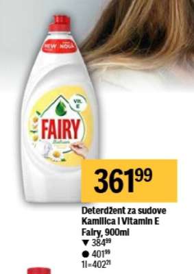 Deterdžent za sudove Kamilica I Vitamin E Fairy, 900ml