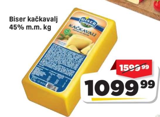 Biser kačkavalj 45% m.m. kg