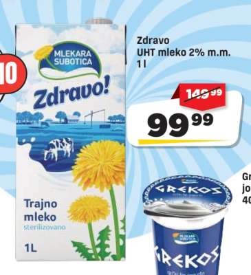 Zdravo UHT mleko 2% m.m. 1 l