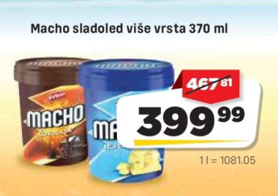 Macho sladoled više vrsta 370 ml