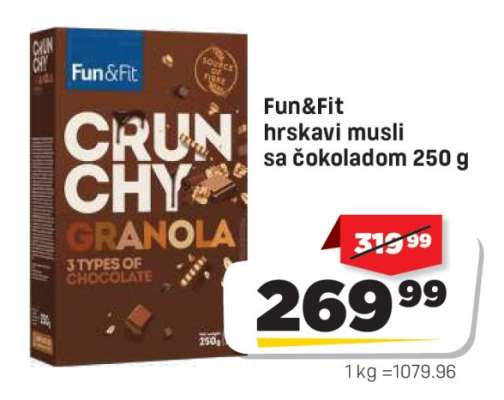Fun&Fit hrskavi musli sa čokoladom 250 g
