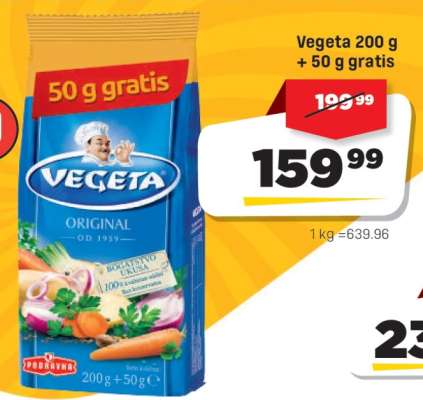 Vegeta 200 g + 50 g gratis