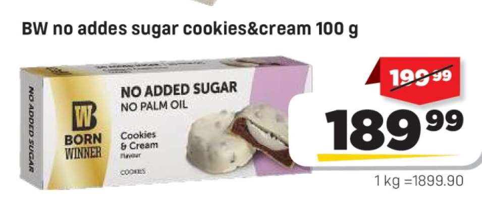 BW no added sugar cookies & cream 100 g