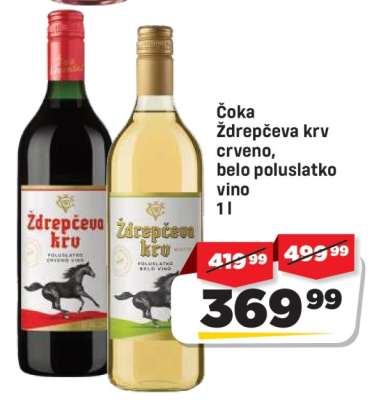 Čoka Ždrepčeva krv crveno , belo poluslatko vino