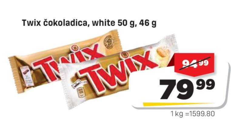 Twix čokoladica white 50 g 46 g