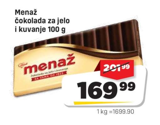 Menaž čokolada za jelo i kuvanje 100 g