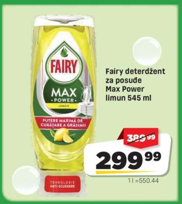 Fairy deterdžent za posuđe Max Power limun 545 ml