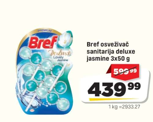 Bref osveživač sanitarija deluxe jasmine 3x50 g