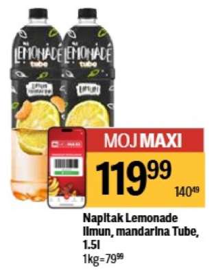 Napltak Lemonade Ilmun, mandarina Tube, 1.5l
