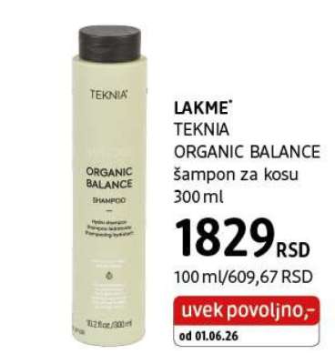 LAKME TEKNIA ORGANIC BALANCE šampon za kosu 300 ml