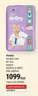 Violeta double care Air Dry pelene veličine 6 (48/1)