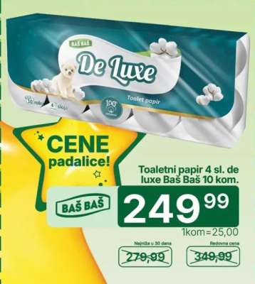 Toaletni papir 4 sl. de luxe Baš Baš 10 kom.