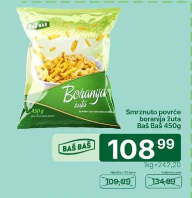 Smrznuto povrće boranija žuta Baš Baš 450g