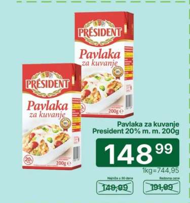 Pavlaka za kuvanje President 20% m.m. 200g