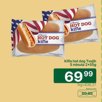 Kifla hot dog Tvojih 5 minuta 2×55g