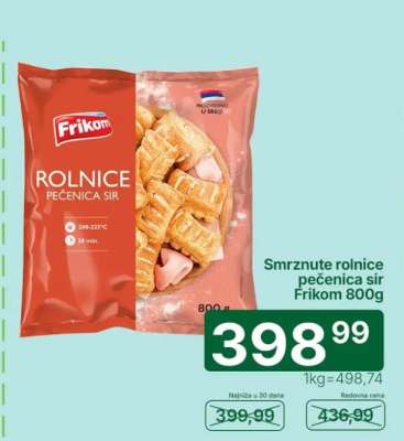 Smrznute rolnice pečenica sir Frikom , 800g