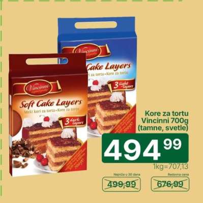 Kore za tortu Vincinni 700g (tamne, svetle)