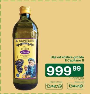 Ulje od koštice grožđa Il Capitano 1l