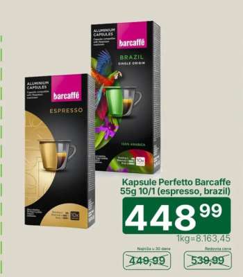 Kapsule Perfetto Barcaffe 55g 10/1 (espresso, brazil)