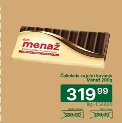 Čokolada za jelo i kuvanje Menaž 200g