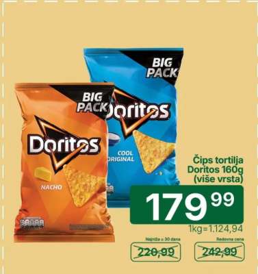 Čips tortilja Doritos 160g (više vrsta)