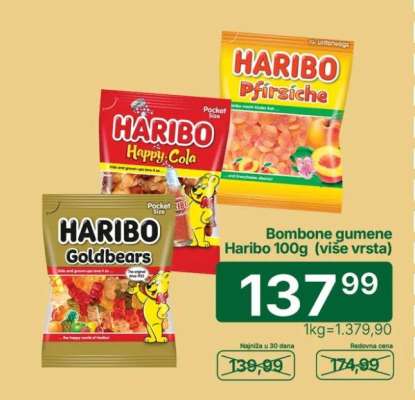 Bombone gumene Haribo 100g (više vrsta)