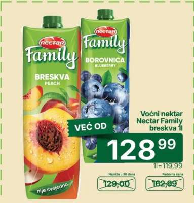 Voćni nektar Nectar Family breskva 1l