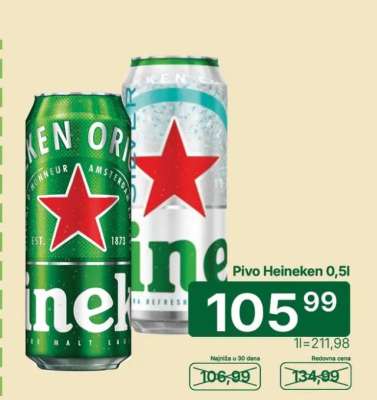 Pivo Heineken 0,5l