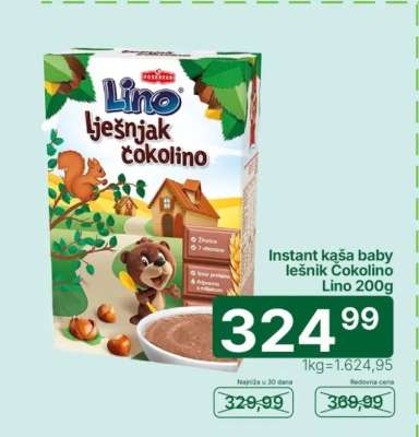 Instant kaša baby lešnik Čokolino Lino 200g