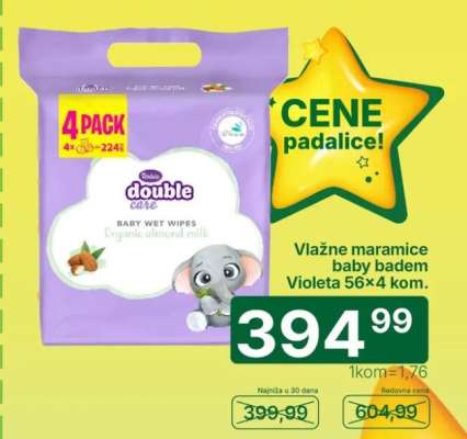 Vlažne maramice baby badem Violeta 56×4 kom.