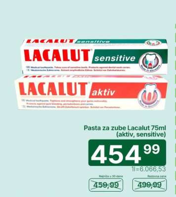 Pasta za zube Lacalut 75ml (aktiv, sensitive)