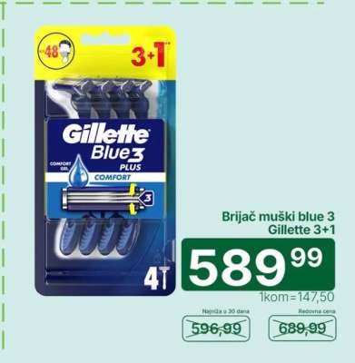 Brijač muški blue 3 Gillette 3+1