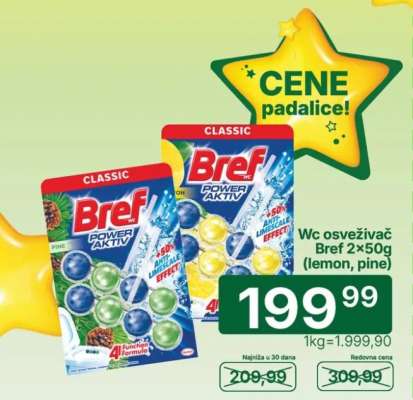 Wc osveživač Bref 2×50g (lemon, pine)
