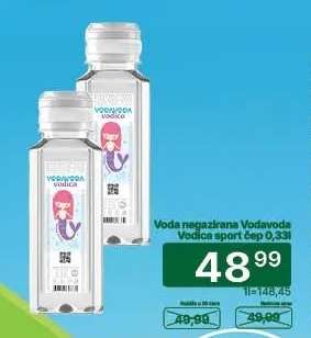 Voda negazirana Vodavoda Vodica sport čep 0,33l