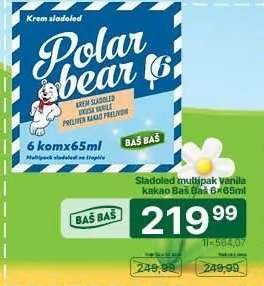 Sladoled multipak vanila kakao Baš Baš 6×65ml