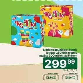 Sladoled multipack štapić jagoda 280ml ili mango malina 300ml Kontiki Frikom
