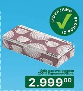 Šolja roze cvet porcelan 200ml Tognana set 6kom.