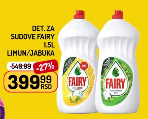 Detergent za sudove Fairy 1.5L Limun/Jabuka