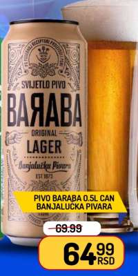 Pivo Baraba 0.5L Can Banjalucka Pivara