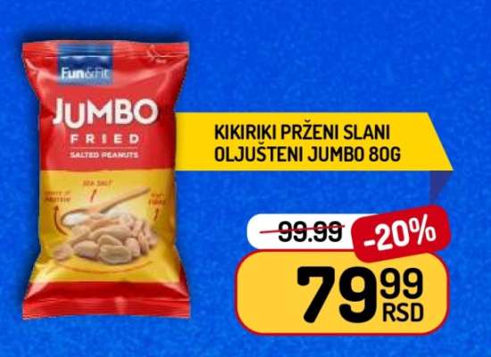 Kikiriki prženi slani oljušteni Jumbo 80g