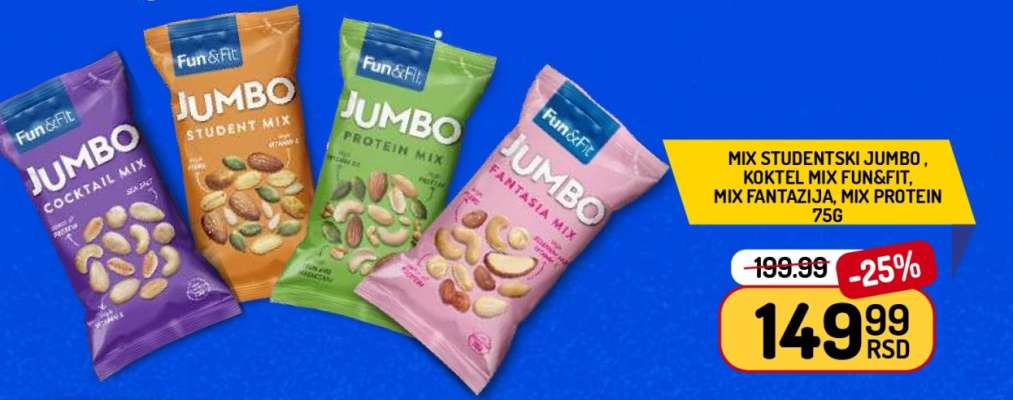 Mix Studentski Jumbo, Koktel Mix Fun&Fit, Mix Fantazija, Mix Protein 75g