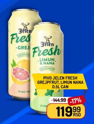 Pivo Jelen Fresh Grejpfrut, Limun Nana 0.5L Can