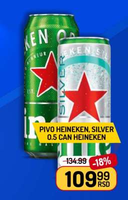 Pivo Heineken, Silver 0.5 Can Heineken