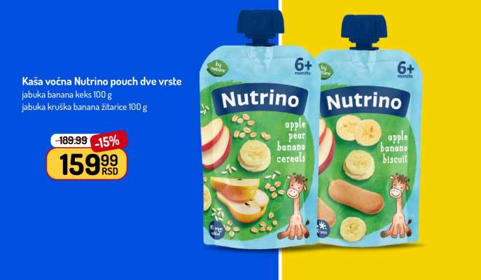 Kaša voćna Nutrino pouch dve vrste
