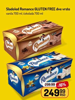 Sladoled Romance GLUTEN FREE dve vrste