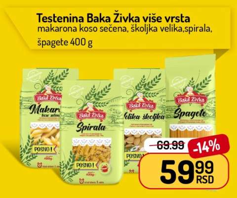 Testenina Baka Živka više vrsta