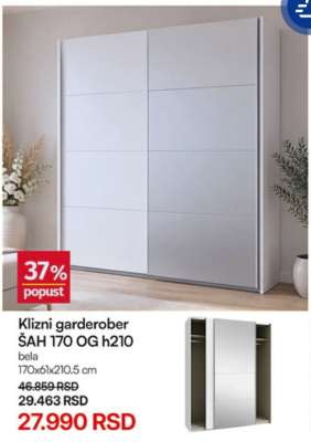 Klizni garderober SAH 170 OG h210