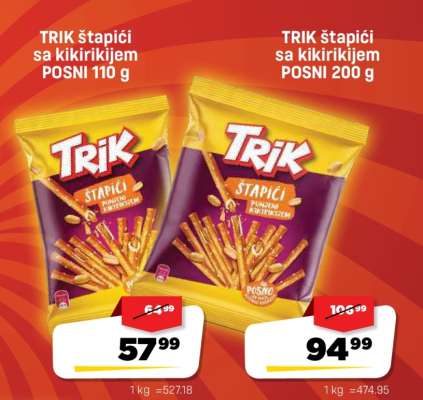 TRIK štapići sa kikirikijem POSNI 110 g