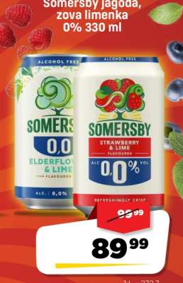 Somersby jagoda, zova limenka 0% 330 ml